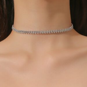 1 pièce Collier géométrique pour femmes en forme d"œil de cheval avec zircone, polyvalent pour les occasions quotidiennes et formelles
