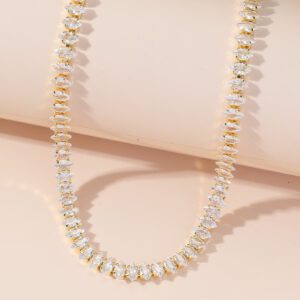 1 pièce Collier géométrique pour femmes en forme d"œil de cheval avec zircone, polyvalent pour les occasions quotidiennes et formelles