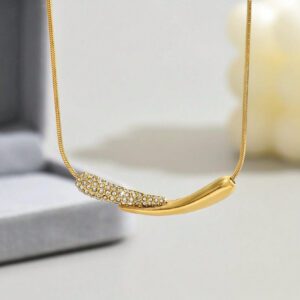 LIEBEIRIS 1 pièce Collier pendentif en forme de larme en acier inoxydable plaqué or 18 carats, pour un port quotidien pour femmes