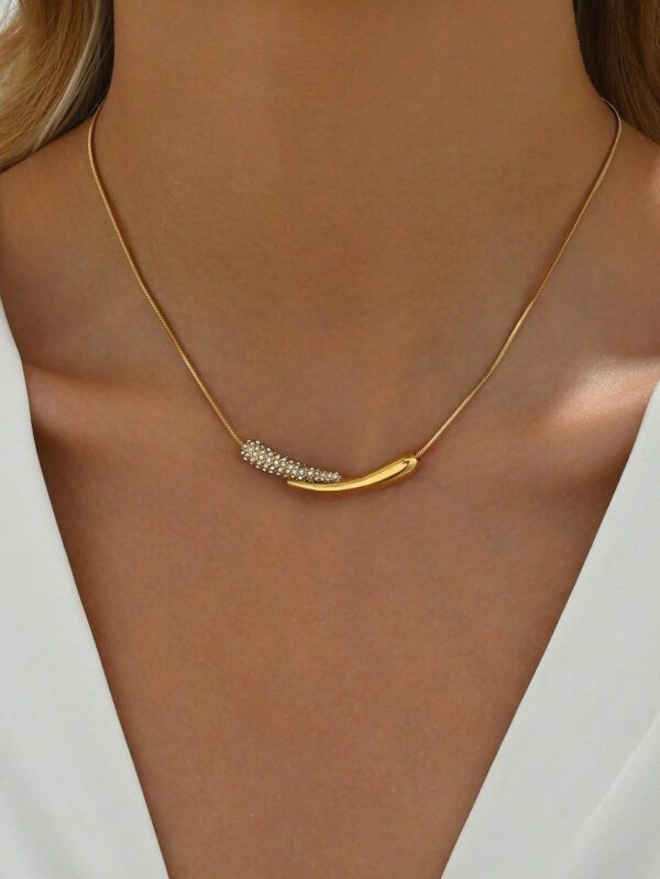 LIEBEIRIS 1 pièce Collier pendentif en forme de larme en acier inoxydable plaqué or 18 carats, pour un port quotidien pour femmes – Image 7