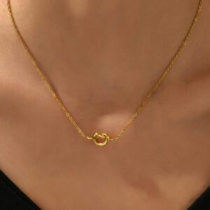 1 pièce Collier torsadé en acier inoxydable plaqué or 18 carats, port quotidien et cadeau pour femmes