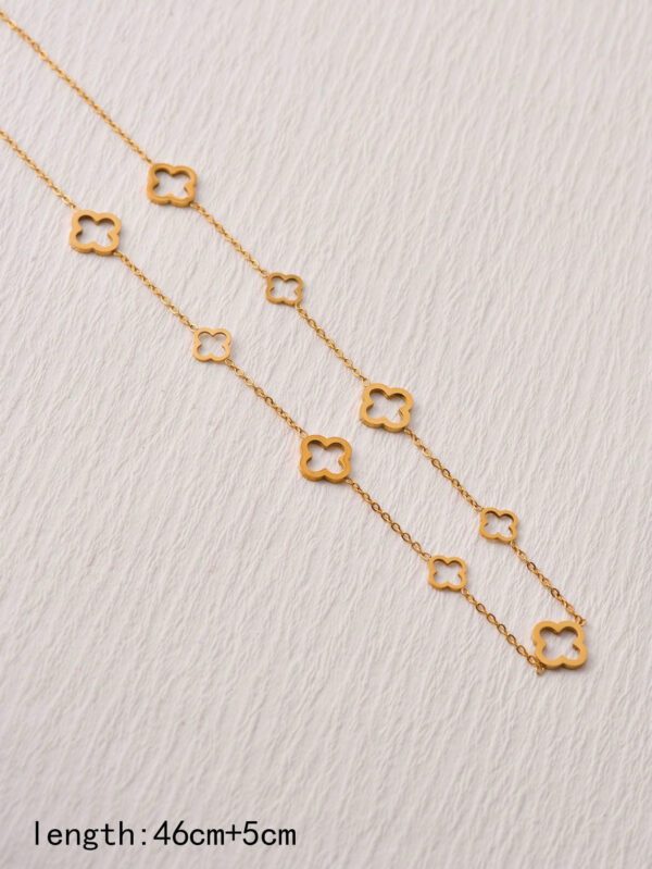 Un Collier Élégant De Trèfle À Quatre Feuilles Creux Et Chanceux En Acier De Titane Et Or 18 Carats, Adapté Aux Femmes Pour Un Usage Quotidien – Image 5