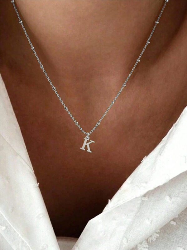 Collier avec initiale de nom pour femmes, bijoux en acier inoxydable, pendentifs simples avec alphabet de A à Z, colliers ras-du-cou avec lettre, mode pour fête – Image 2