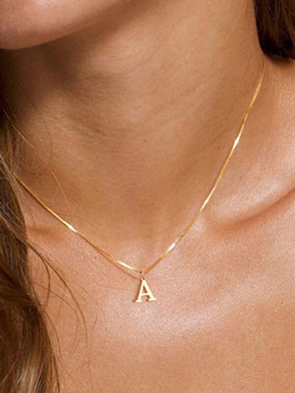 Collier avec initiale de nom pour femmes, bijoux en acier inoxydable, pendentifs simples avec alphabet de A à Z, colliers ras-du-cou avec lettre, mode pour fête – Image 3