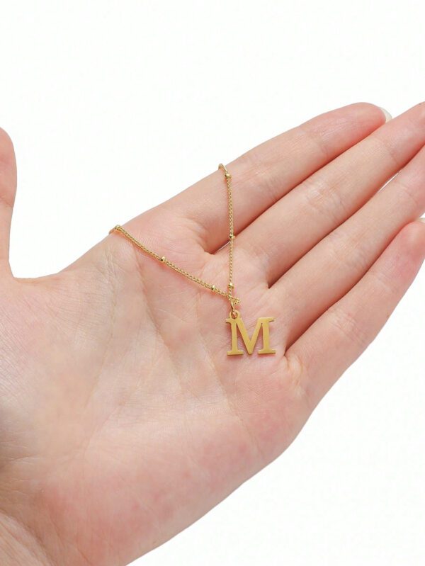 Collier avec initiale de nom pour femmes, bijoux en acier inoxydable, pendentifs simples avec alphabet de A à Z, colliers ras-du-cou avec lettre, mode pour fête – Image 6