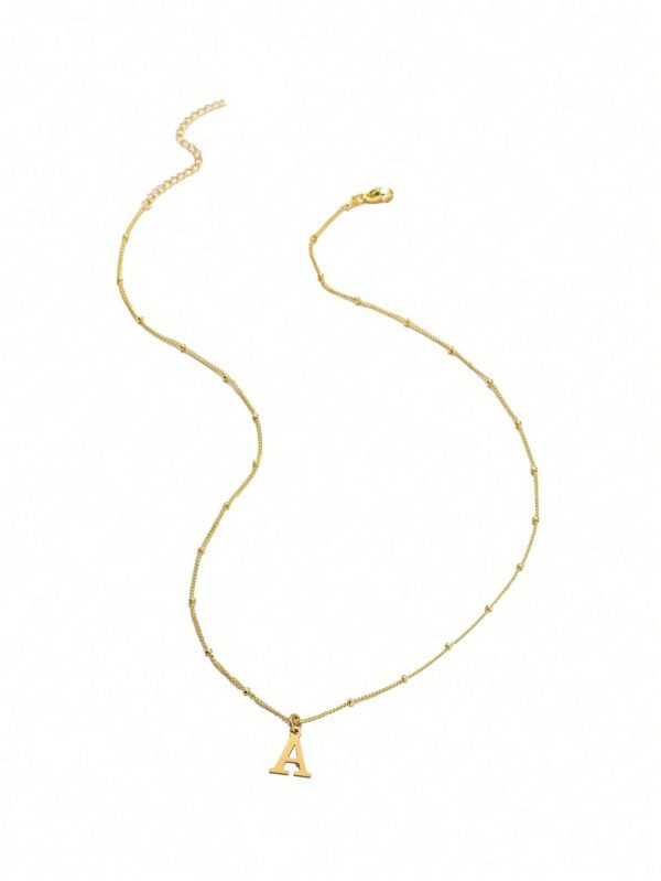 Collier avec initiale de nom pour femmes, bijoux en acier inoxydable, pendentifs simples avec alphabet de A à Z, colliers ras-du-cou avec lettre, mode pour fête – Image 8