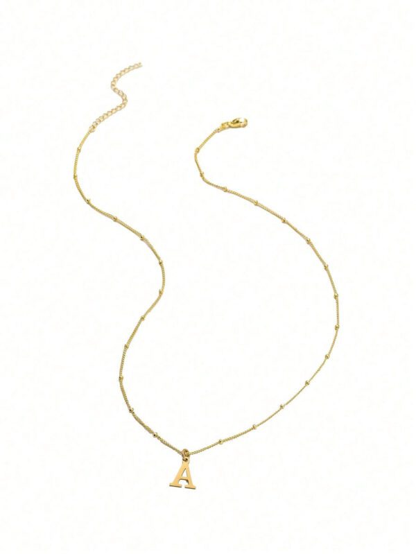 Collier avec initiale de nom pour femmes, bijoux en acier inoxydable, pendentifs simples avec alphabet de A à Z, colliers ras-du-cou avec lettre, mode pour fête – Image 12