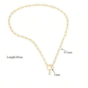1 pièce Pendentif initial Collier en chaîne à trombone en acier inoxydable Collier Ras-du-cou pour femmes