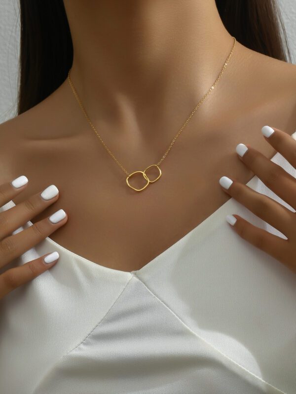 1 Pièce Collier Géométrique En Acier Inoxydable À La Mode Pour Les Femmes, Accessoire Simple Pour Les Styles