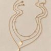 3 Pièces Collier Pendentif Barre Disque À Chaîne Superposée Doré Élégant Nouvel Arrivage Pour Bijoux Quotidiens De Fête Pour Femmes