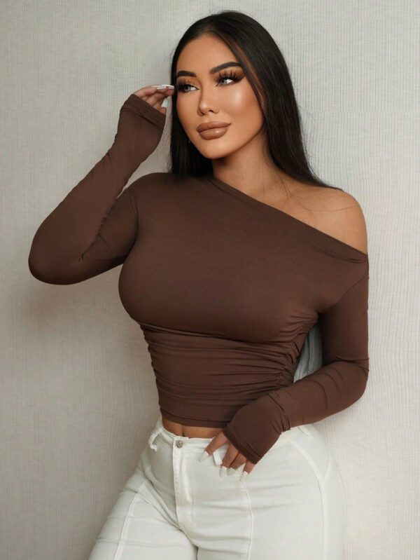 SHEIN SXY T-shirt court sexy à épaules dénudées et haute élasticité – Image 4