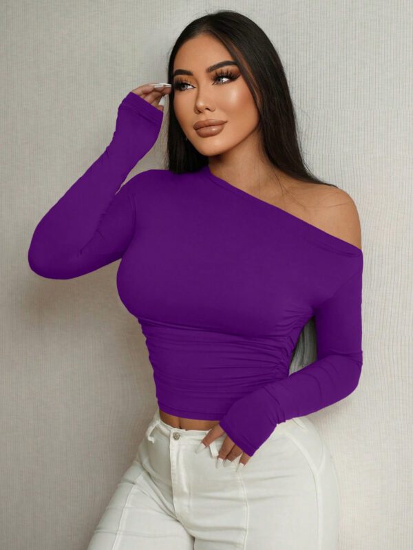 SHEIN SXY T-shirt court sexy à épaules dénudées et haute élasticité – Image 6