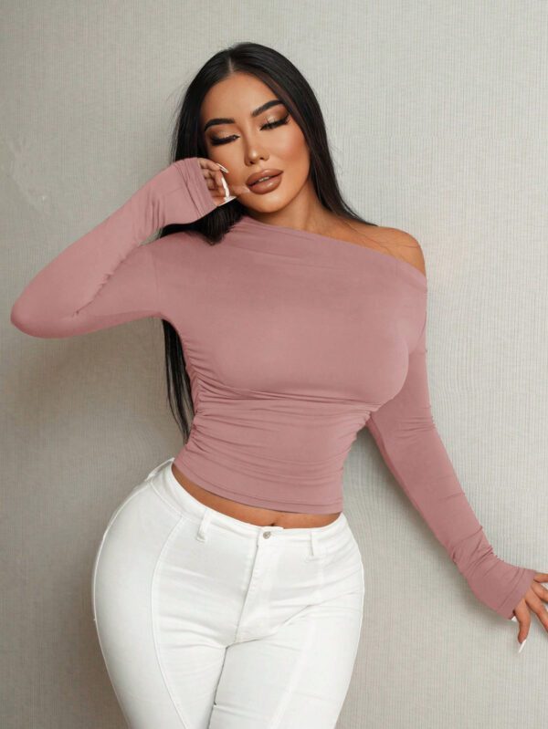 SHEIN SXY T-shirt court sexy à épaules dénudées et haute élasticité – Image 12