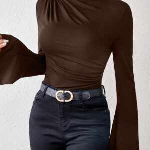 SHEIN Raffinéa T-shirt Unicolore À Ruché À Manche Évasée