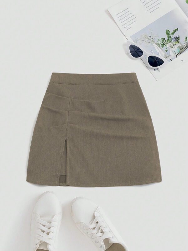 SHEIN Sweetro Jupe mini fendue et évasée taille haute, design américain – Image 2