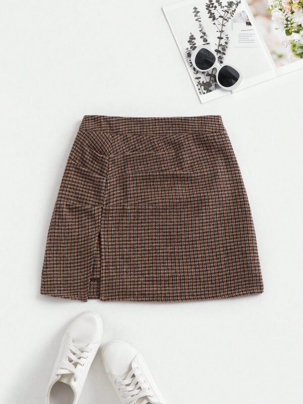 SHEIN Sweetro Jupe mini fendue et évasée taille haute, design américain – Image 7