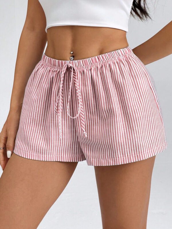 SHEIN PETITE Shorts rayés pour femmes à taille basse pour les vacances d'été à la plage – Image 2
