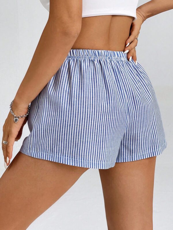 SHEIN PETITE Shorts rayés pour femmes à taille basse pour les vacances d'été à la plage – Image 5
