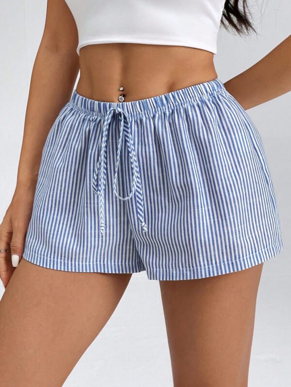 SHEIN PETITE Shorts rayés pour femmes à taille basse pour les vacances d'été à la plage – Image 7