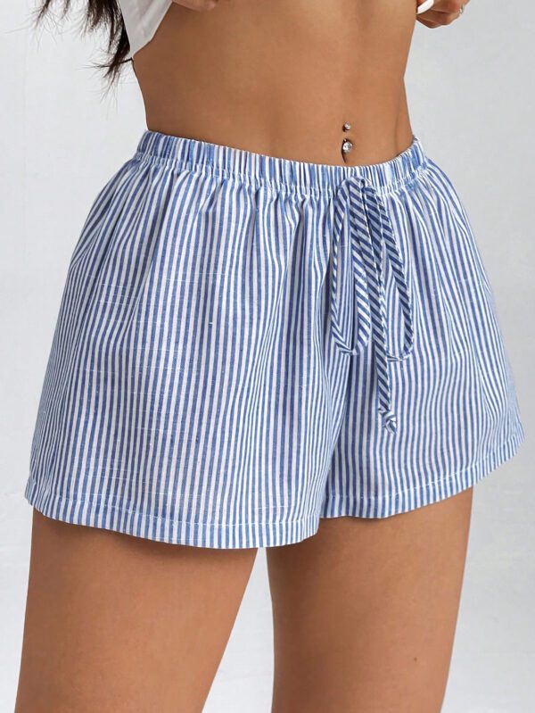 SHEIN PETITE Shorts rayés pour femmes à taille basse pour les vacances d'été à la plage – Image 9