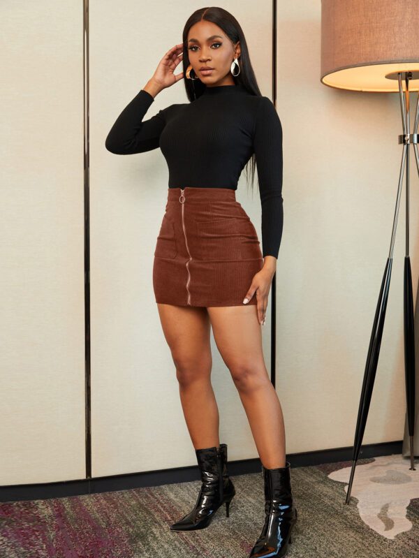 SHEIN Slayr Jupe à poche zippé en velours côtelé – Image 11