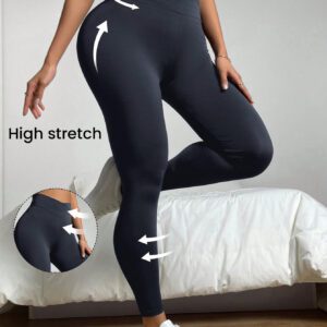 SHEIN EZwear Pantalon ajusté simple à taille haute de couleur unie, pour un port casual au quotidien