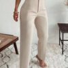 Pantalon slim élégant pour femmes de bureau avec poche plissée sur le côté