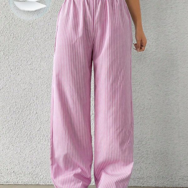 SHEIN MOOSTA Pantalon à jambe large à imprimé rayé