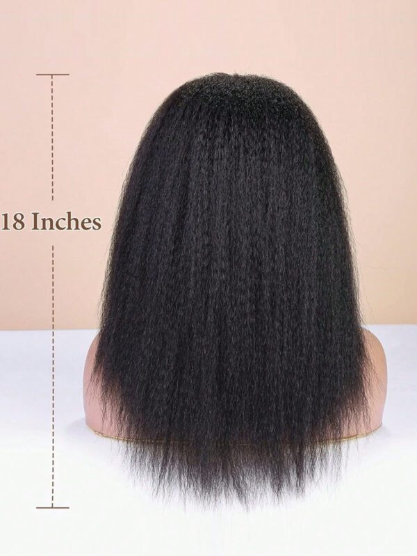 Perruque avant en dentelle cheveux humains droits Yaki de couleur naturelle, perruque transparente pour femmes, densité 150%, perruque cheveux humains pré-épilée avec duvet – Image 3