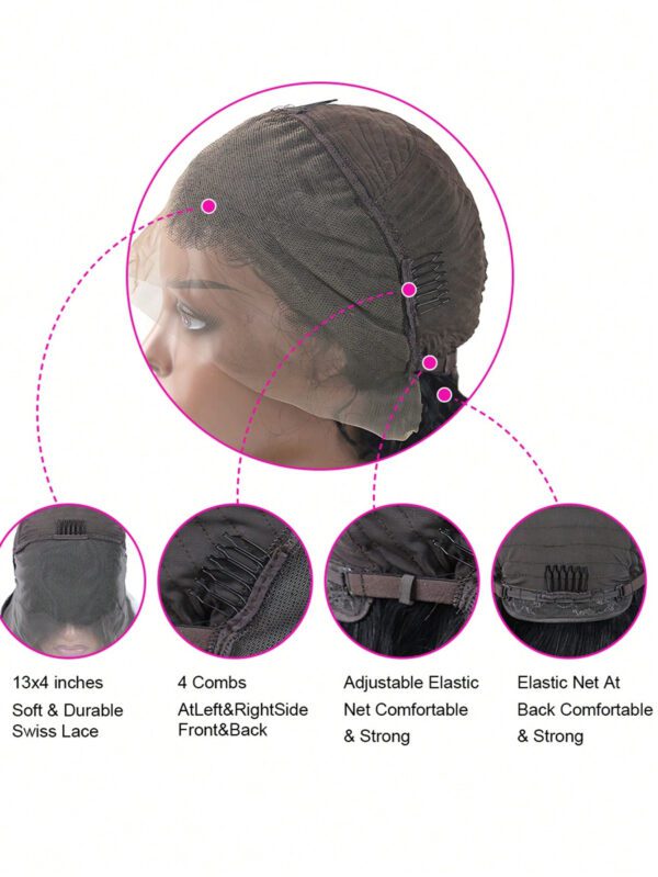Perruque avant en dentelle cheveux humains droits Yaki de couleur naturelle, perruque transparente pour femmes, densité 150%, perruque cheveux humains pré-épilée avec duvet – Image 6