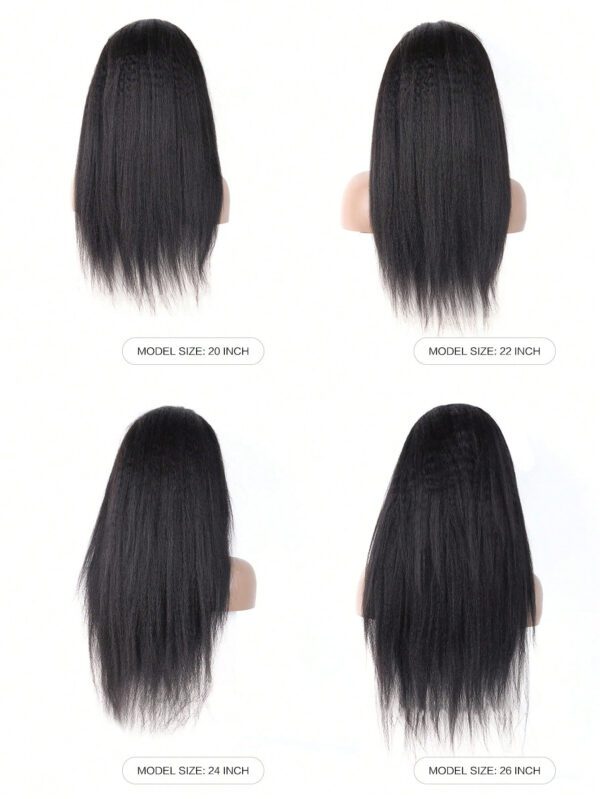 Perruque avant en dentelle cheveux humains droits Yaki de couleur naturelle, perruque transparente pour femmes, densité 150%, perruque cheveux humains pré-épilée avec duvet – Image 9