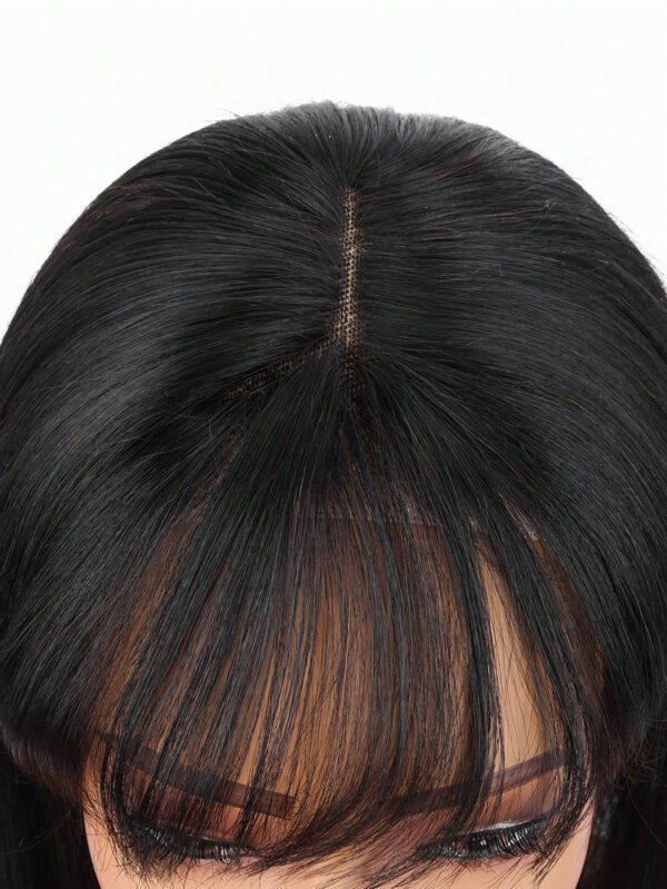 Perruques En Cheveux Humains Yaki Straight Bob 4x4 Fermeture À Lacets Perruque Courte En Cheveux Humains Avec Frange – Image 4