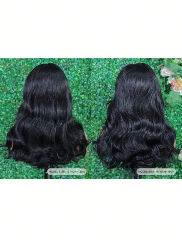 Perruque avec frange de rideau coupée au préalable, sans colle, à couches, avec raie au milieu, à ligne de cheveux naturelle noire, 100% cheveux naturels, ligne de cheveux pré-épilée – Image 6