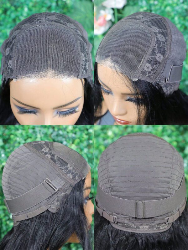 Perruque avec frange de rideau coupée au préalable, sans colle, à couches, avec raie au milieu, à ligne de cheveux naturelle noire, 100% cheveux naturels, ligne de cheveux pré-épilée – Image 8