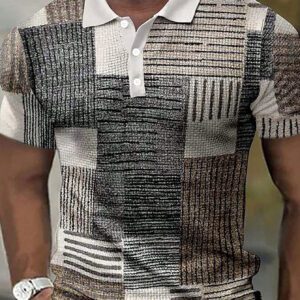 Manfinity Homme Chemise polo de golf à manches courtes et col rayé vintage pour hommes, pour papa