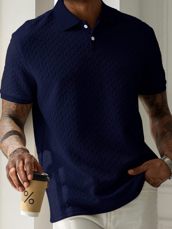Manfinity Homme Chemise polo à manches courtes unie décontractée pour hommes, style polyvalent