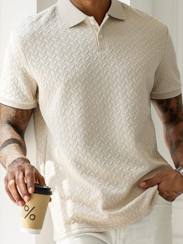 Manfinity Homme Chemise polo à manches courtes unie décontractée pour hommes, style polyvalent – Image 2
