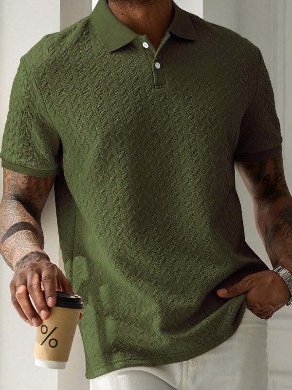 Manfinity Homme Chemise polo à manches courtes unie décontractée pour hommes, style polyvalent – Image 4