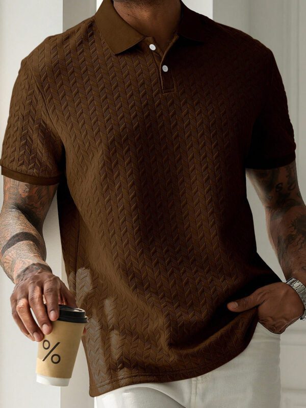 Manfinity Homme Chemise polo à manches courtes unie décontractée pour hommes, style polyvalent – Image 5