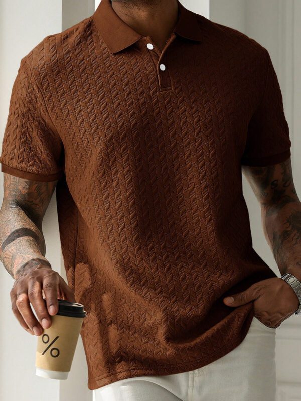 Manfinity Homme Chemise polo à manches courtes unie décontractée pour hommes, style polyvalent – Image 7