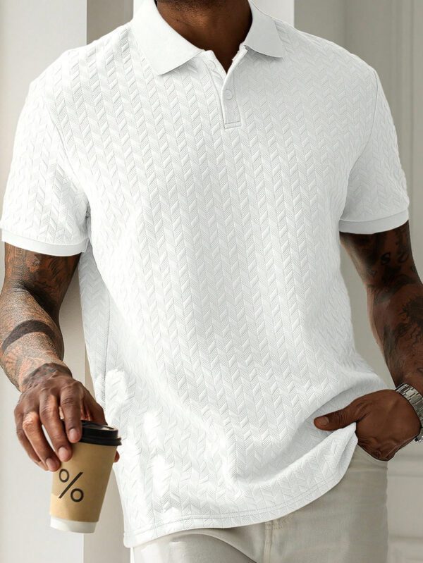 Manfinity Homme Chemise polo à manches courtes unie décontractée pour hommes, style polyvalent – Image 9