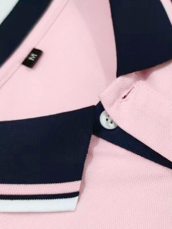 Manfinity Homme Polo décontracté urbain pour homme avec bloc de couleur et bordure à rayures graphique de lettre pour mari – Image 4
