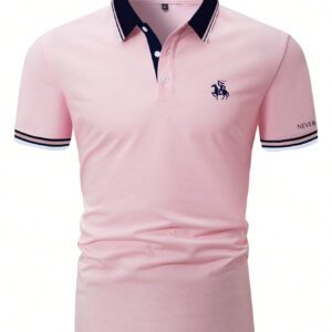Manfinity Homme Polo décontracté urbain pour homme avec bloc de couleur et bordure à rayures graphique de lettre pour mari