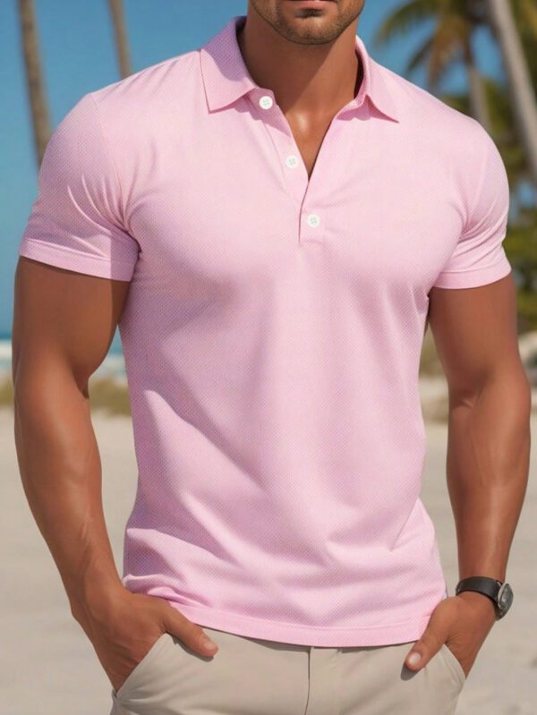 Manfinity Dauomo Chemise polo pour homme à manches courtes et d'été, de unicolore et décontractée pour les navettes quotidiennes