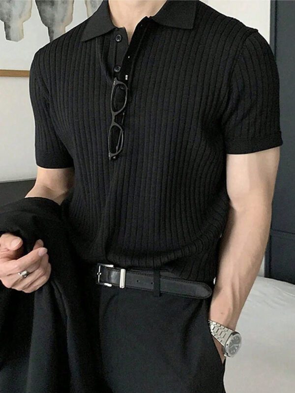 Manfinity Hypemode Polo Côtelé À Manches Courtes Pour Hommes – Image 2