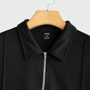 Manfinity Homme Chemise polo casual unicolore à manches courtes pour hommes, idéale pour les déplacements professionnels en été