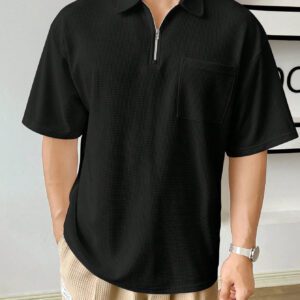 Manfinity Hypemode Chemise polo à quart de zip avec poche et patch pour homme pour l'été