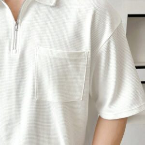 Manfinity Hypemode Chemise polo à quart de zip avec poche et patch pour homme pour l'été
