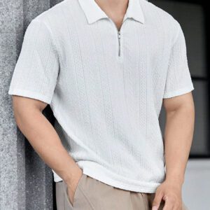 Manfinity Homme Chemise Polo En Tricot Décontracté À Manches Courtes Unie Pour Homme