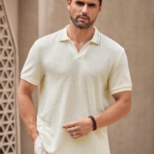 Manfinity KASUA Polo col V blanc pour hommes, col rayé